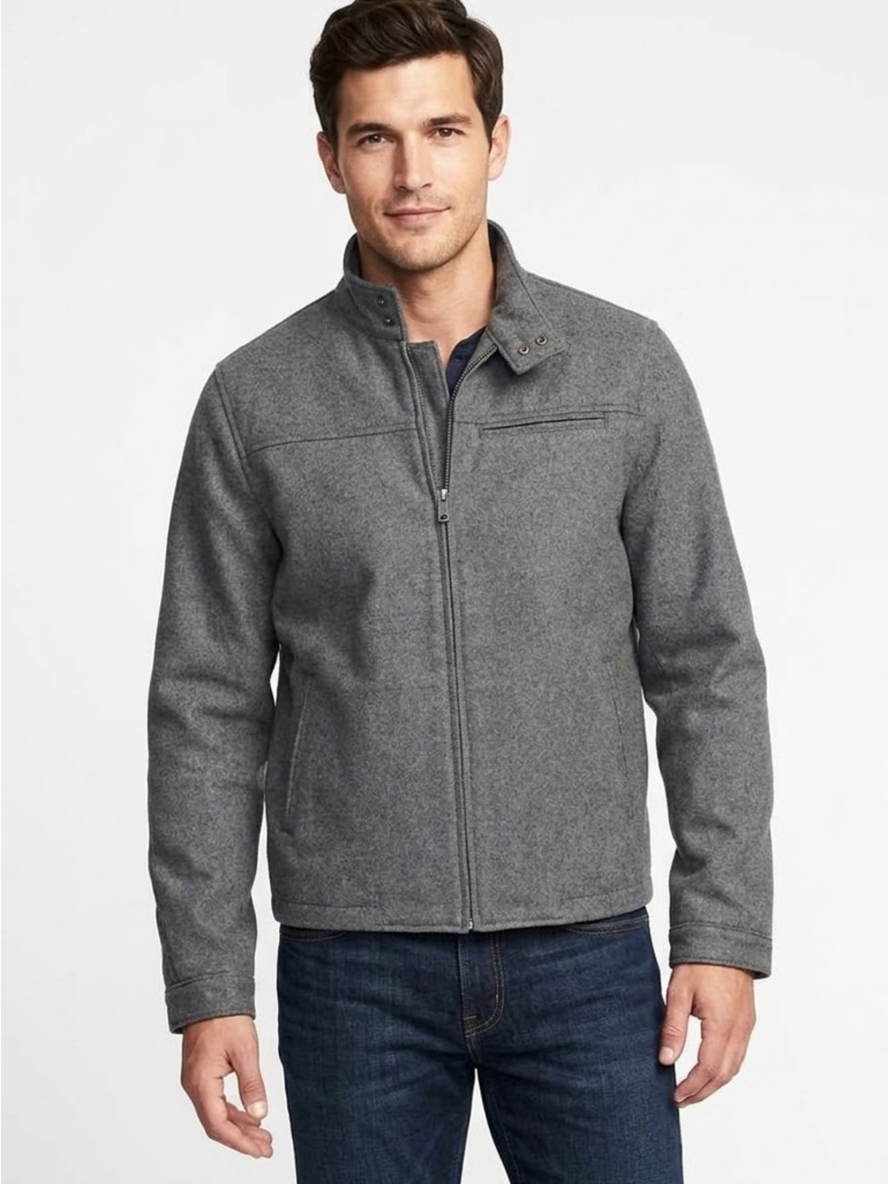 Old Navy Men's Gray Zip-Front Shirt Jacket